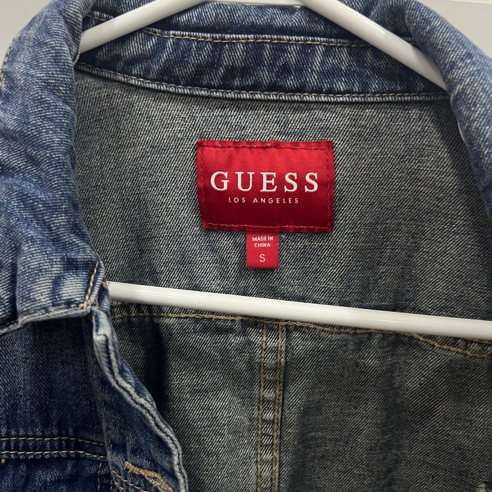 Guess Blue Distressed Jean Jacket - Picture 3 of 3